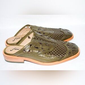 Free People Olive Green Cutout Loafers
